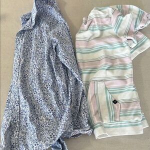 Blue Floral Top & Pastel Stripe Hoodie